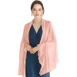 P Pothuiny Women Chiffon Sheer Shawl Wraps for Evening Dresses, 79"x24" Lightweight Soft Chiffon Scarfs Wedding Party Bridal