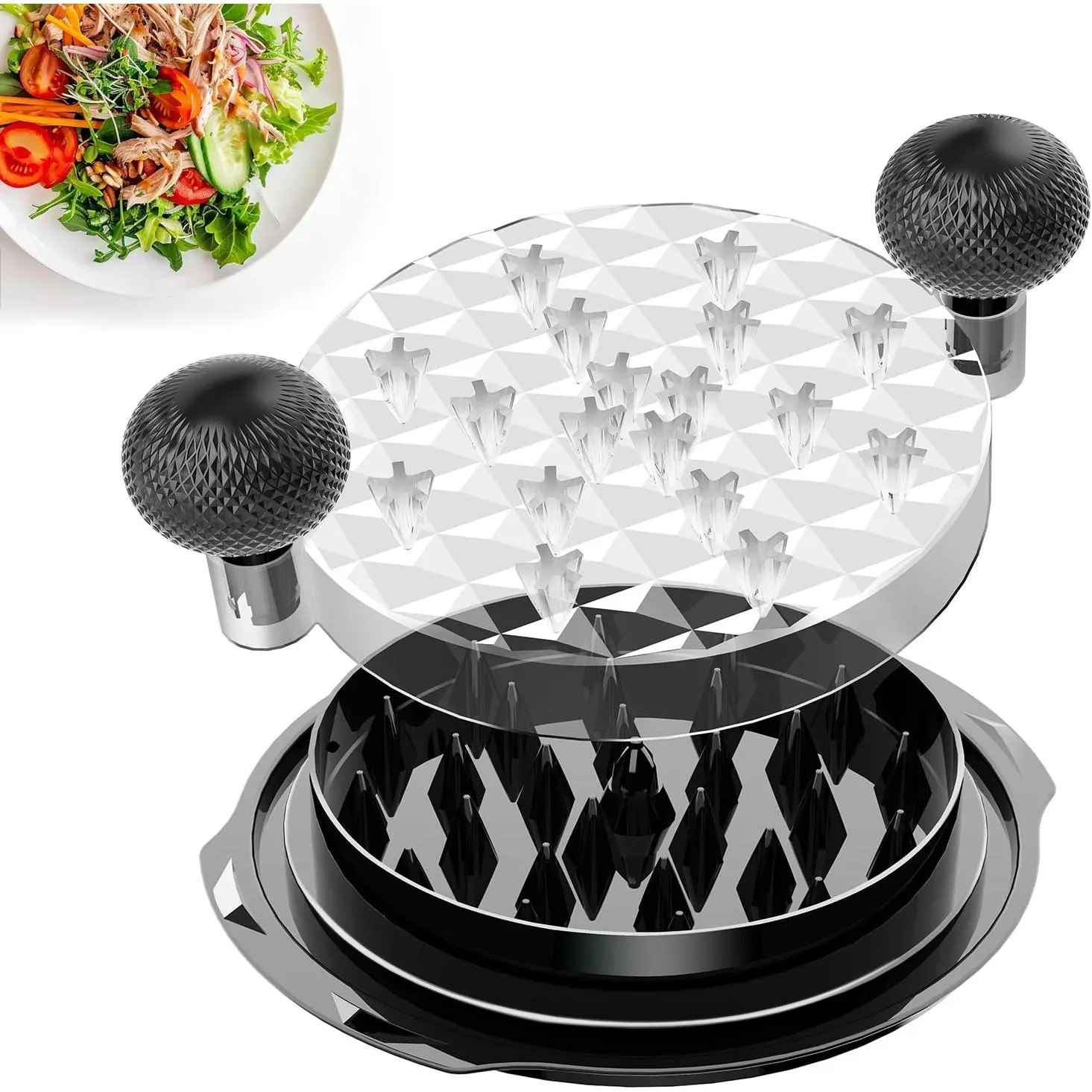 Heavy Duty Meat Shredder Tool, Chicken Shredder with Brush,  Pulled Pork Shredder, Non-Slip Handle for Kitchen BBQ Taco Salad (Black)