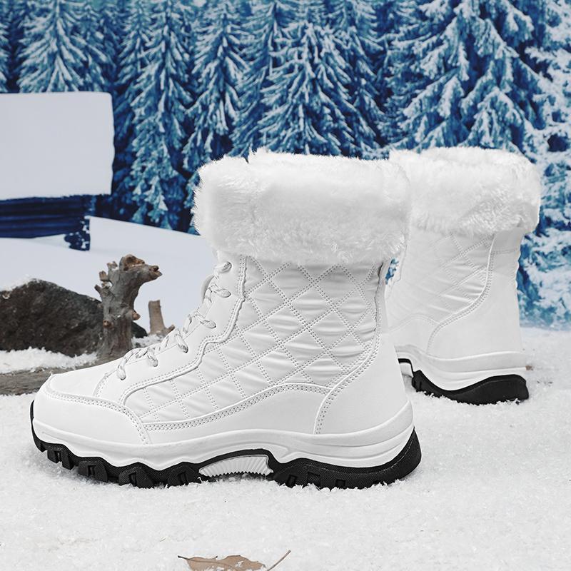 Women's Winter Snow Boots Waterproof Leather Faux Fur Lined Lace Up Ankle Booties Black Casual Warm Lightweight Anti-Slip Rubber Outsole Padded Soft Stylish Walking Shoes for Snowy Days Footwear White Women's Winter Snow Boots Waterproof Leather Faux Fur Lined Lace Up Ankle Booties Black Casual Warm Lightweight Anti-Slip Rubber Outsole Padded Soft Stylish Walking Shoes for Snowy Days Footwear White