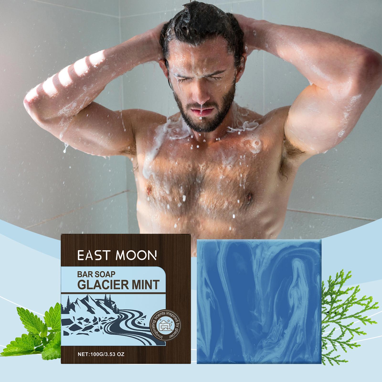 East Moon Glacier Mint Bath Soap， Cleansing All Body Skin Fragrance For Men Refreshing Cleansing Bath Soap