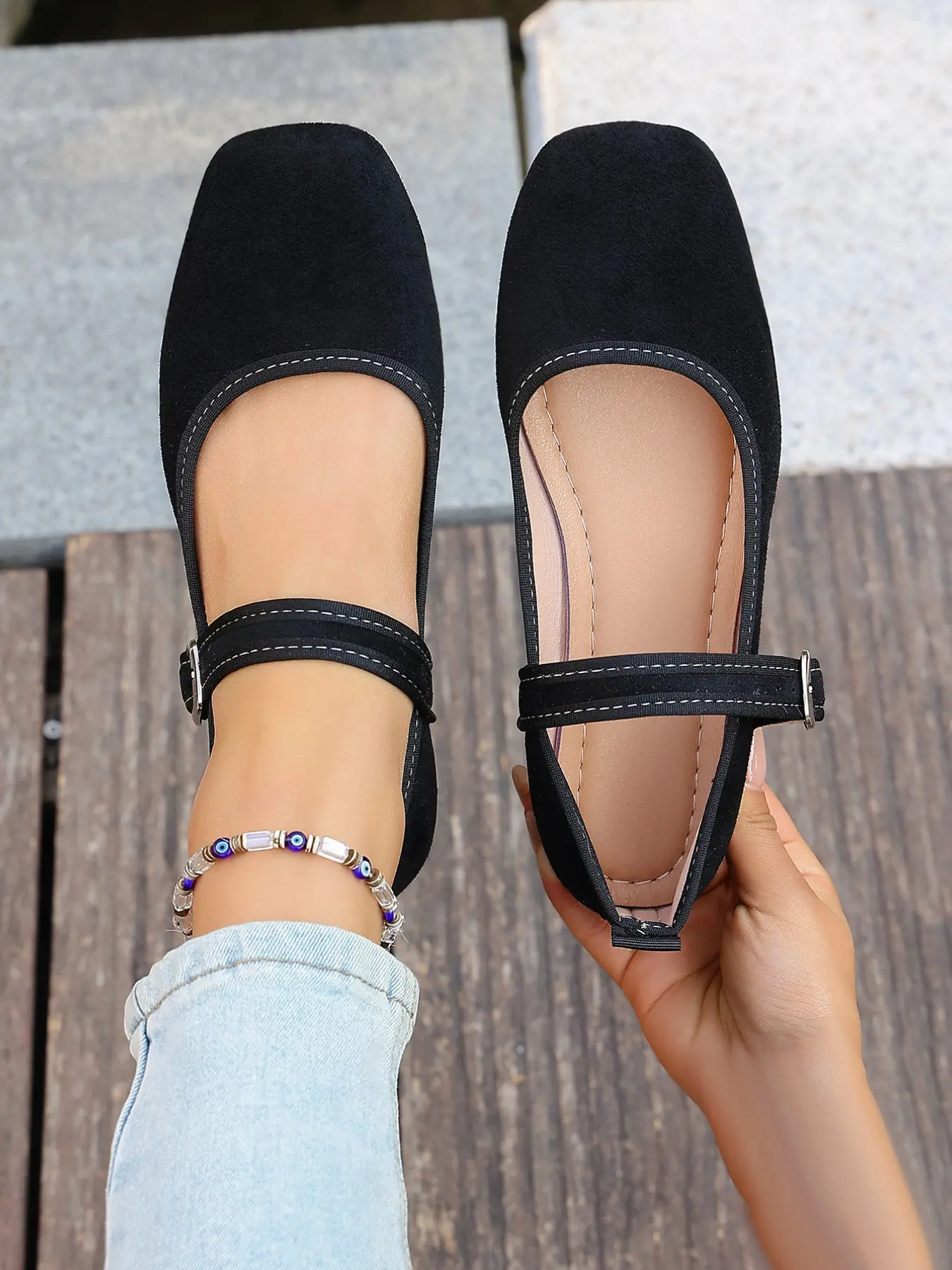 Women's Vintage Classy Elegant Square Toe Mary Jane Shoes, Comfortable Low Heel Single Shoe, Fashion Commuter Women's Shoes, All Seasons