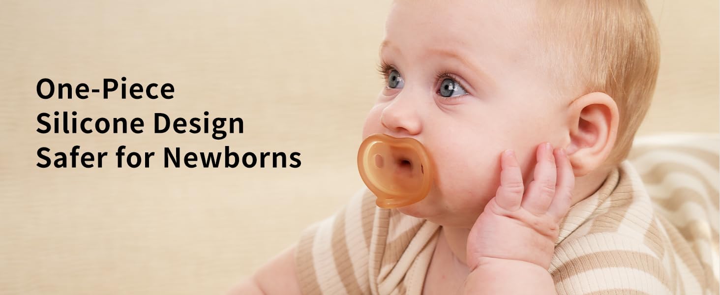 Newborn Silicone Pacifier, Ultra-Light One-Piece, Sensitive-Skin Shield, for Breastfed Babies, 0-6 Months, BPA-Free, 2 Pack