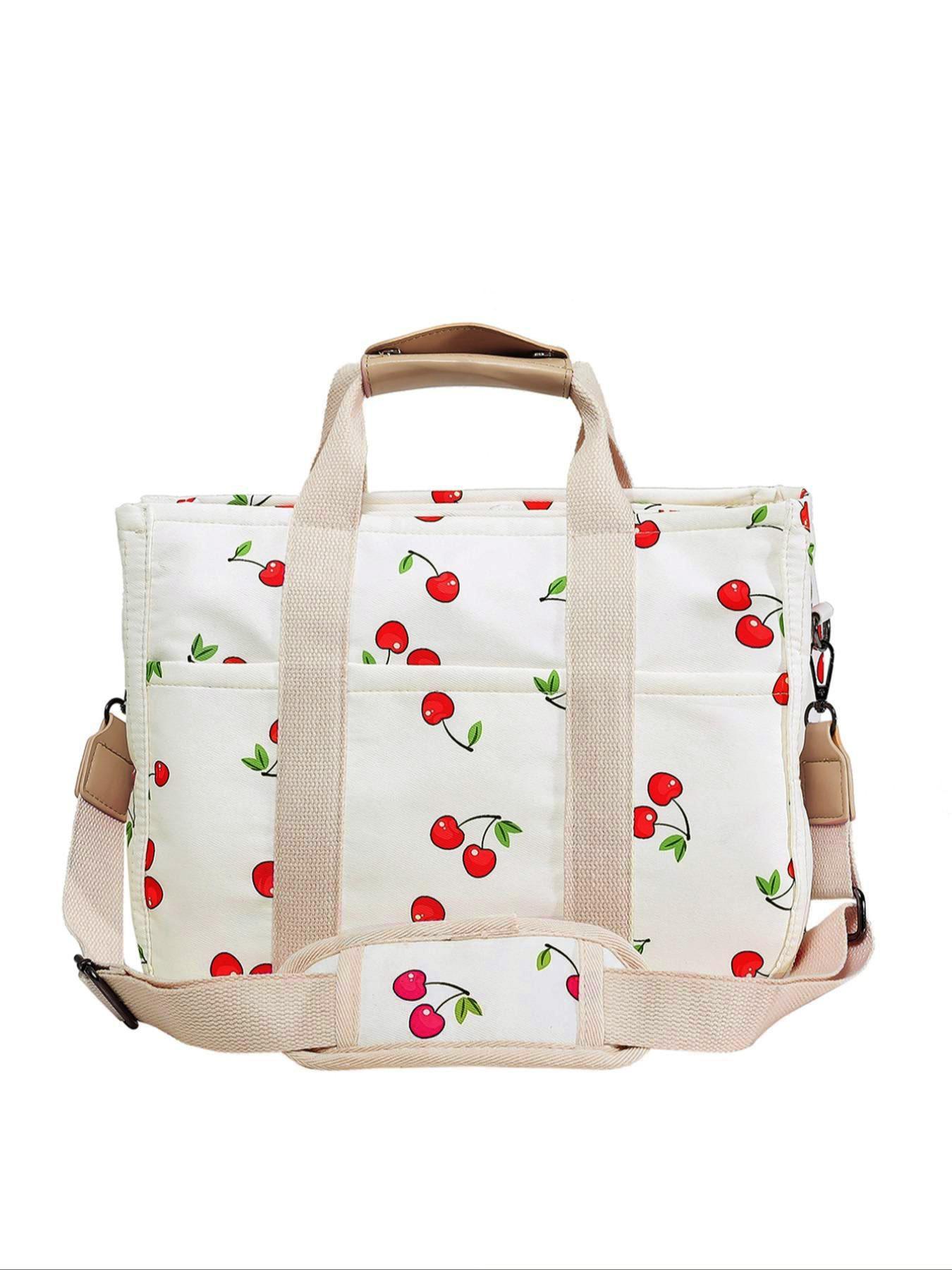Solid Color/flower & Fruit & Heart Pattern Fabric Storage Tote Bag for Women, Summer 2024 Large Capacity Everything Tote Bag, Travel Essentials, Multiple Pocket Work Bag, Multipurpose Tote Organizer, Travel Essentials Carryall