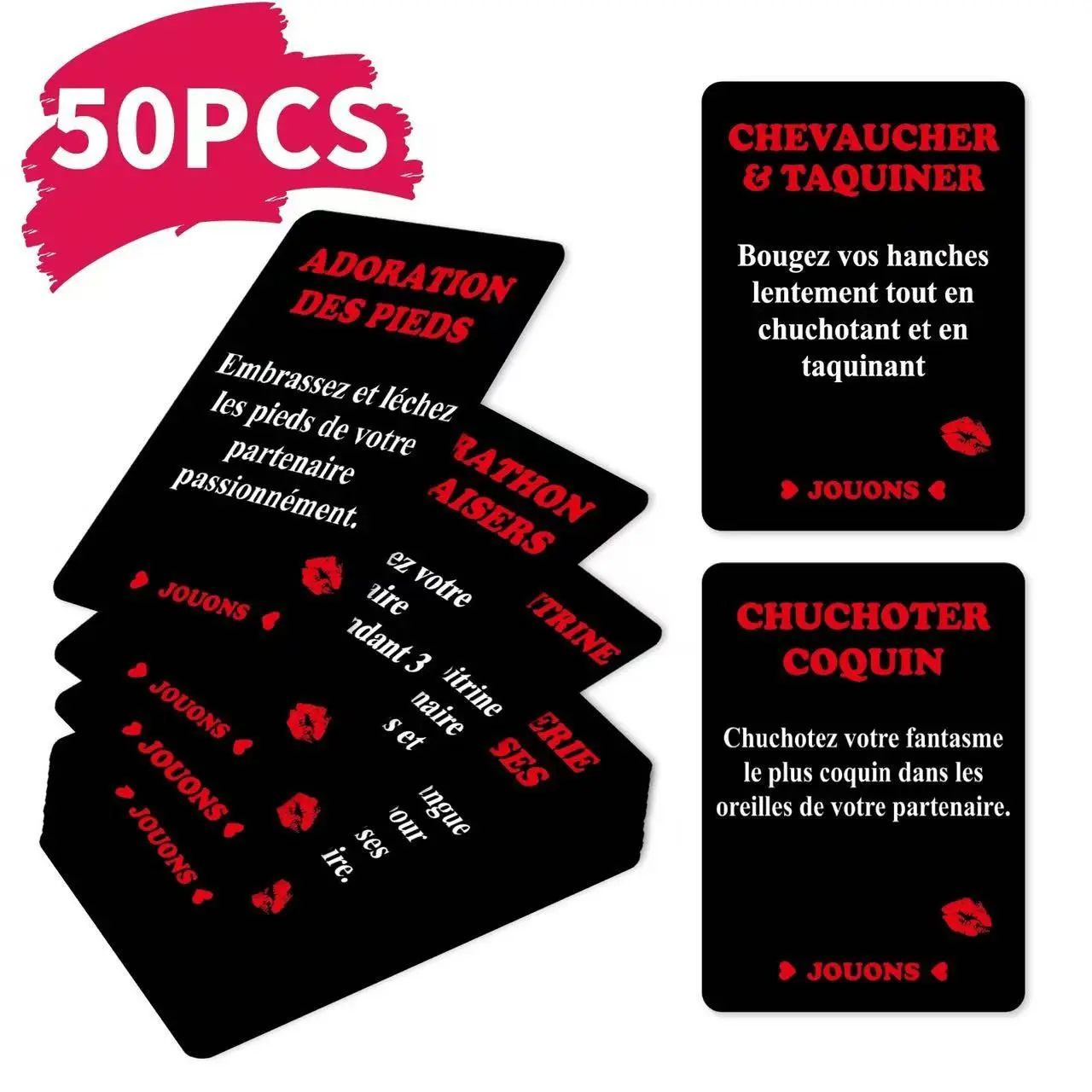 New French Version 50 Pairs Interactive Cards, Romantic Leisure Board Game, Family Fun Card Games, Couples Entertainment