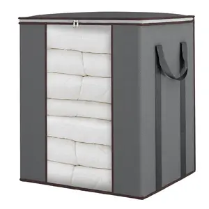 Blanket Storage Bags 120L Comforter Storage Bags with Reinforced Handles Breathable Clothes Storage Containers for King Comforter Bedding Pillow Sheet Grey