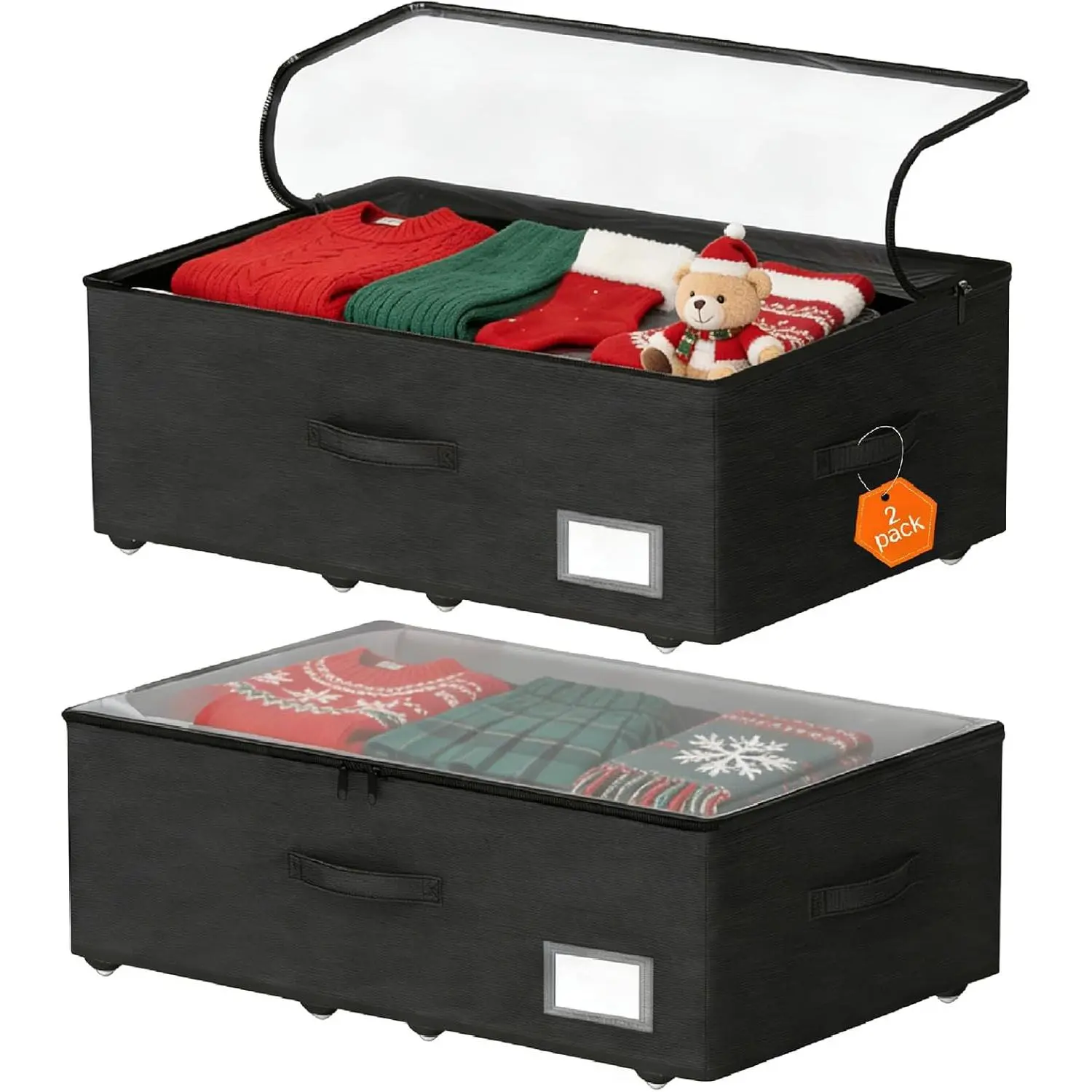 Bed with Wheels, 2-Pack Bed Containers, No Assemble Required 10 inches, Rolling underbed Drawers, Underbed Bins for Shoes, Clothes,, Toys