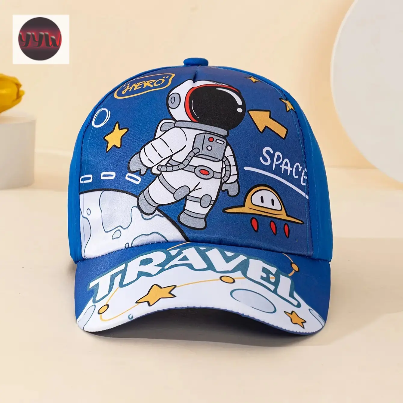YYW1 Adjustable Blue Baseball Cap Youngsters with Cartoon Astronaut & UFO Design - Breathable Polyester, All-Season Wear, Ideal Daily Outfits & Outdoor Activities, Perfect Youngsters's Day or Graduation Gift, Youngsters Outdoor Cap|   Cartoon Astronau
