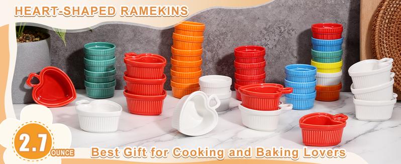 Mini Ramekins 1.5 oz, Vidalenta Dipping Sauce Cups, Tiny Ramekins Dip Bowl Porcelain Souffle Dish Set of 6, Small Ramekins Dessert Cups Small Bowls for Charcuterie Board, Microwave & Oven Safe, White