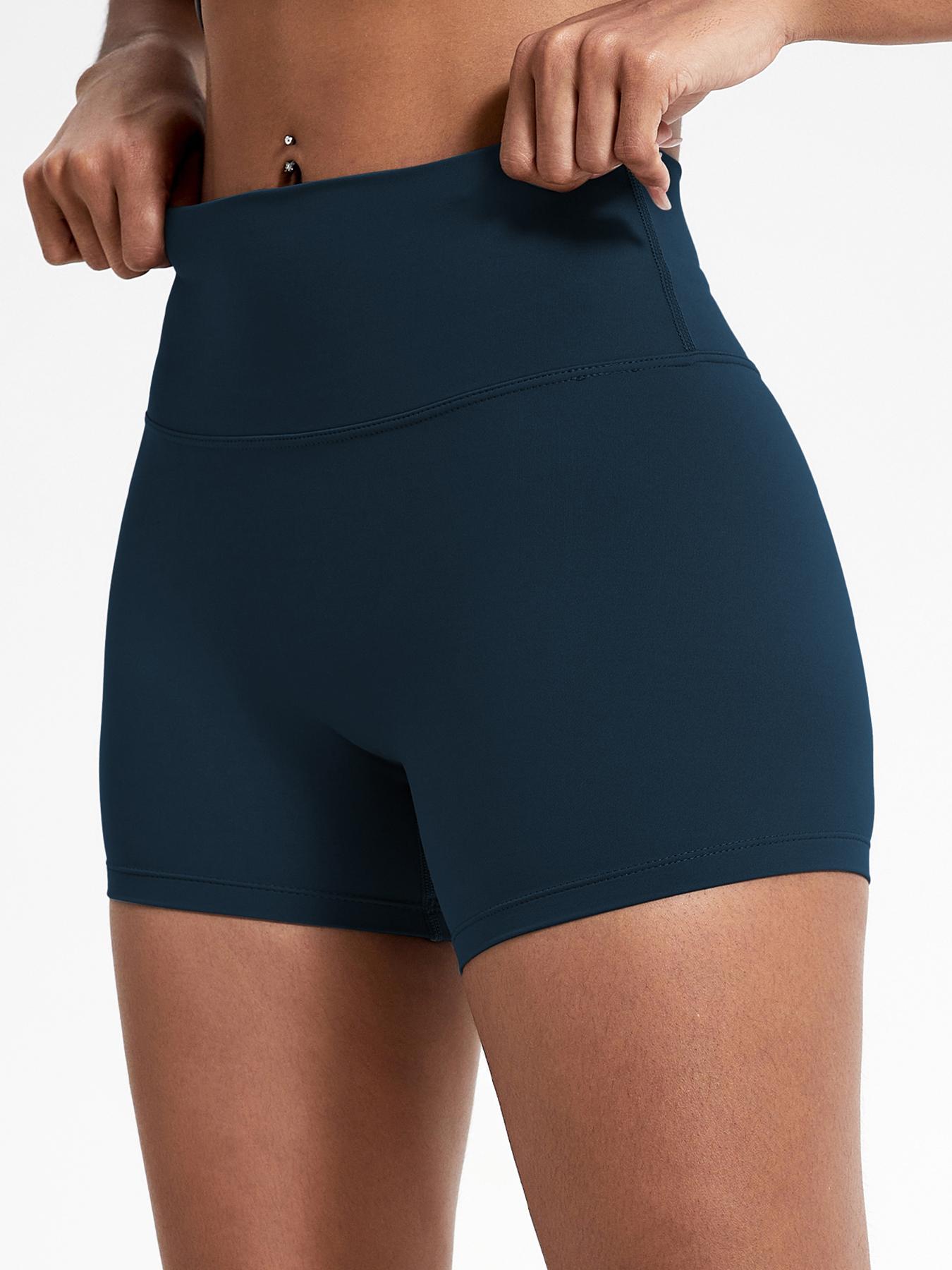 Women's Solid High Waist Sports Shorts, Gym Shorts, Running Workout Shorts, High Stretch Yoga Bottoms, Ladies Sportswear for Indoor Outdoor Wear