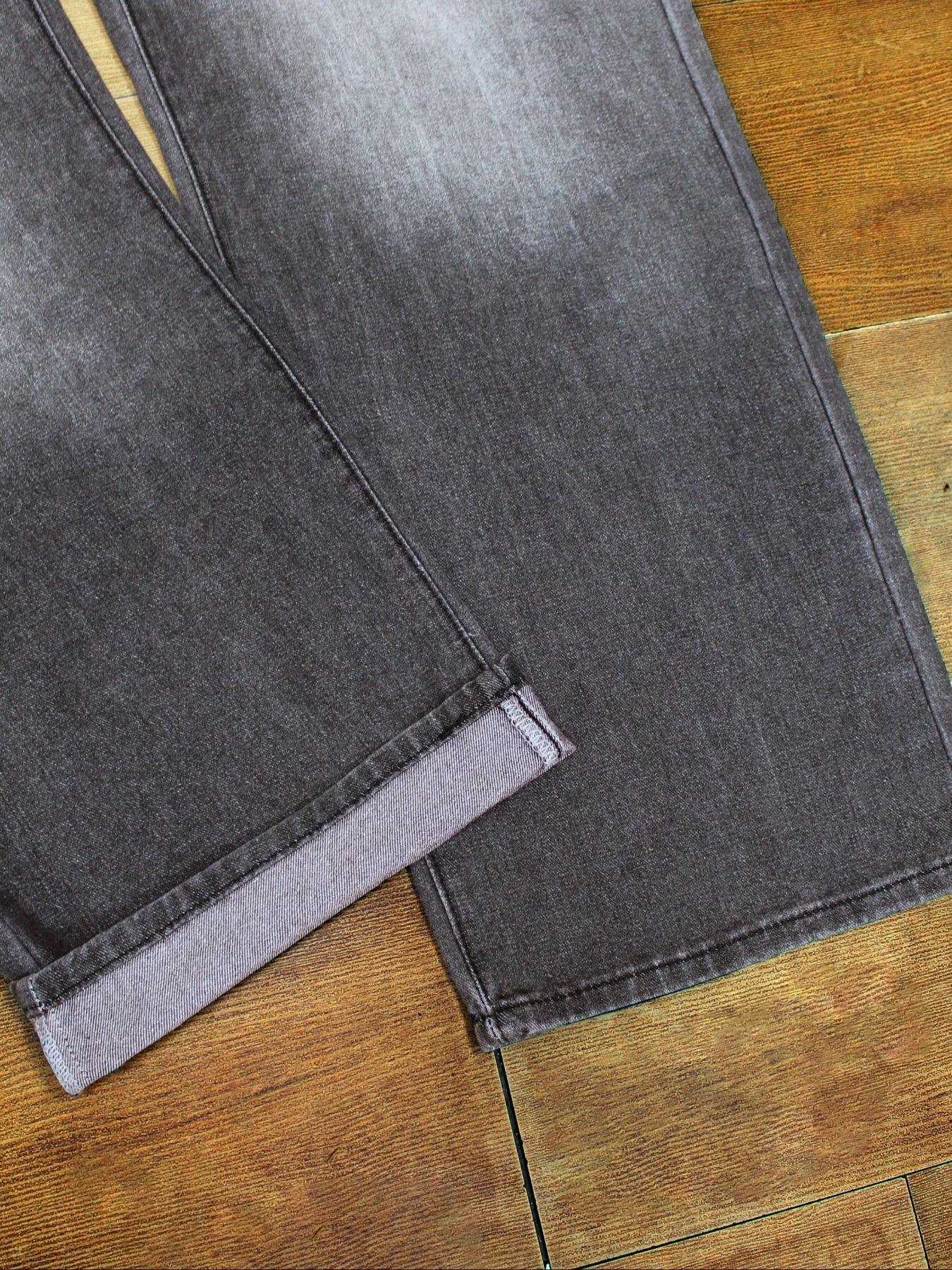 Men's Stylish Loose Wide Leg Denim Streetwear Pants, Side Pockets Denim Trousers for Daily Wear, Casual Street Wear Pocket Design Jeans for All Seasons