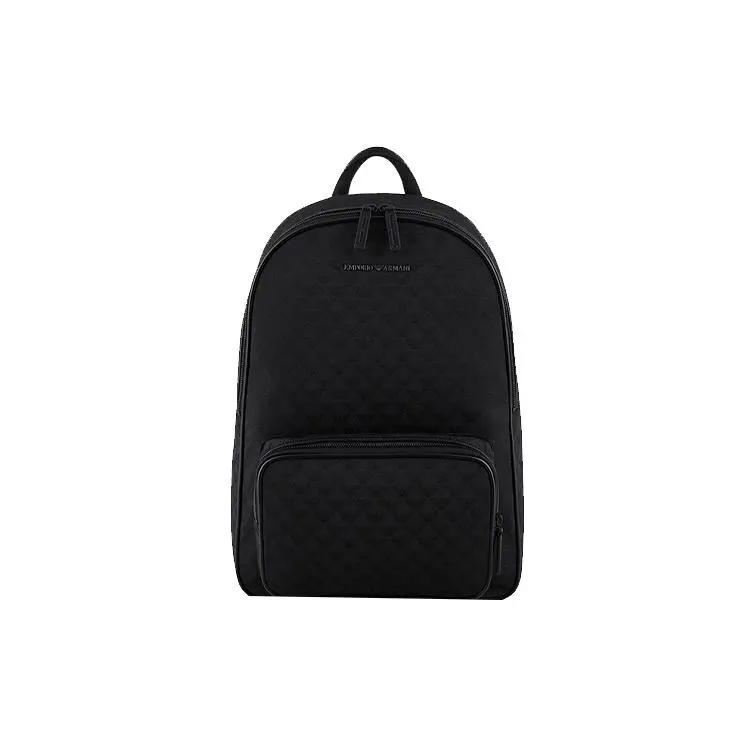Emporio Armani Vintage Casual Commuter Backpack with Eagle Logo Zipper for Men in Black