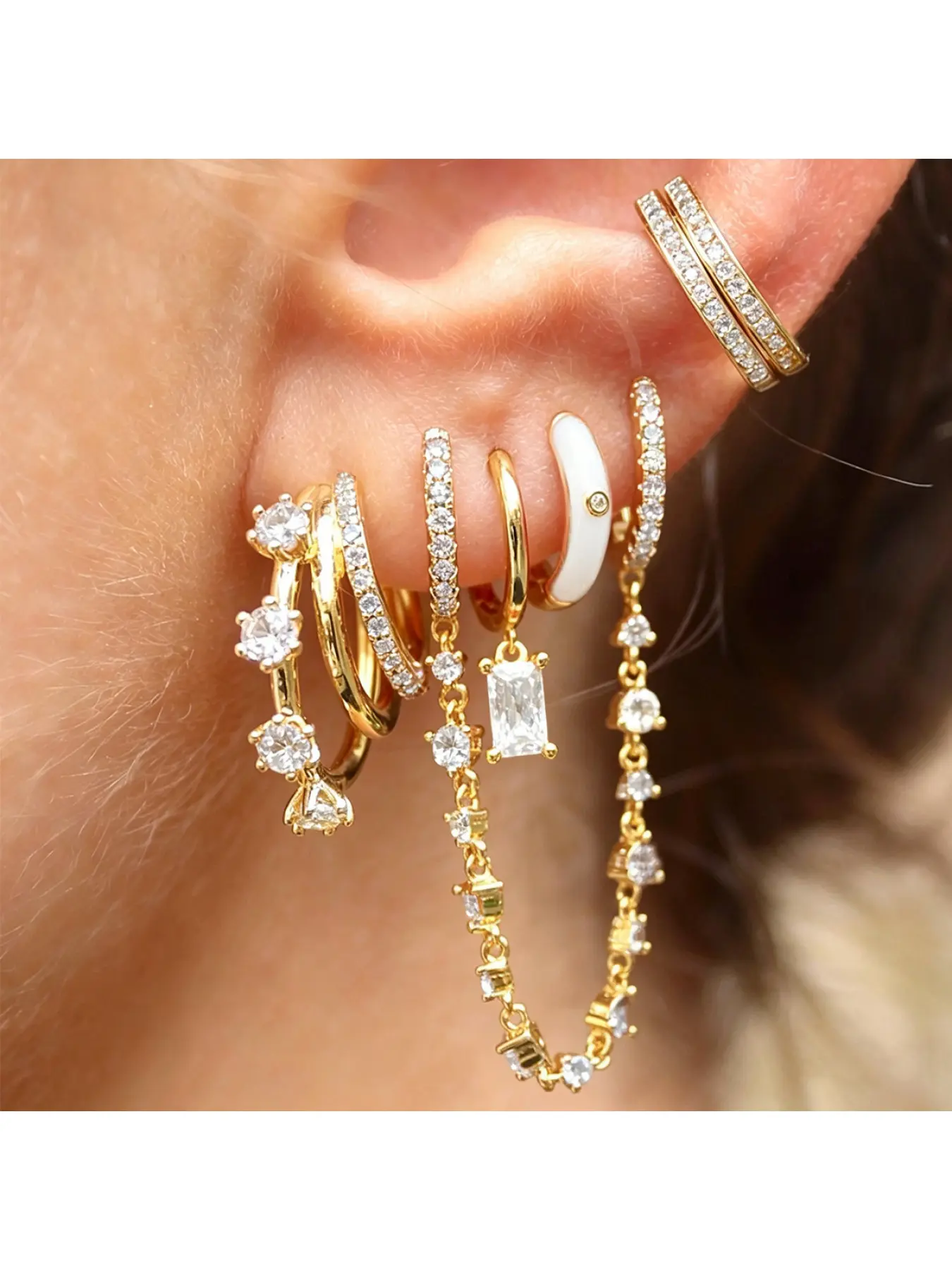 6-piece Colorful Earring Set for Women, Stylish Stackable Clip-on & Hoop Earrings Jewelry for Non-pierced Ears with Premium Texture