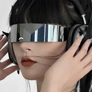 3PCS Cyberpunk Wrap Around Sunglasses Futuristic Tech Sense Eyewear Future Warrior Party Photo Props