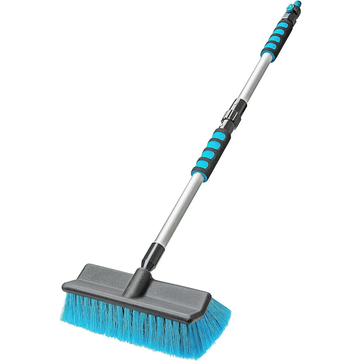 Wash Brush with 50'' Long Handle,  Cleaning Brush with Hose Attachment,  Brushes for Washing 10'' Soft Bristles for Scratch-Free Cleaning Auto, , Boat, Floor and