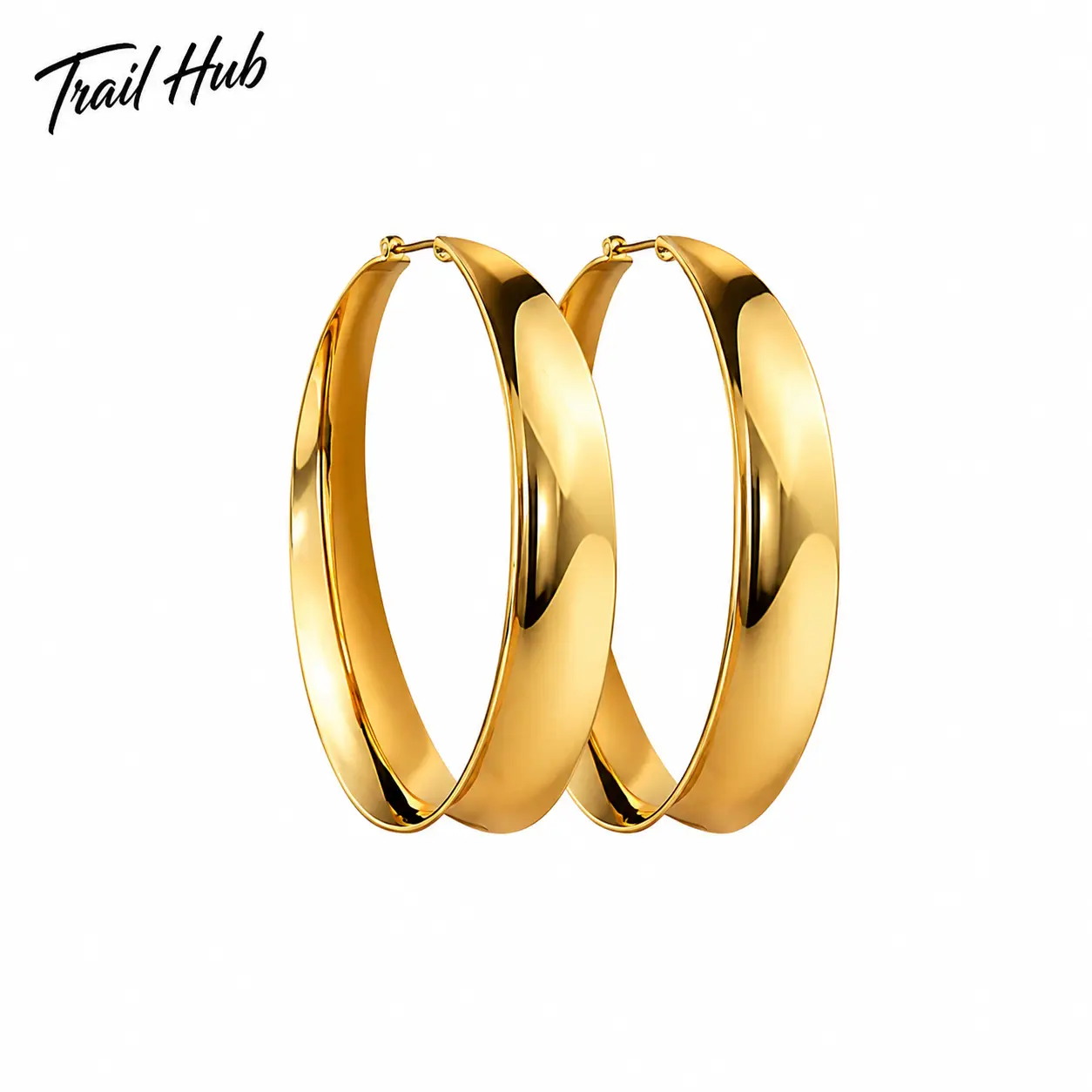 Women's Oversized Lightweight Gold Circle Earrings - Hypoallergenic Flat Hoop, Vintage Vibe Minimalist Costume Jewelry for Everyday & Special Occasions