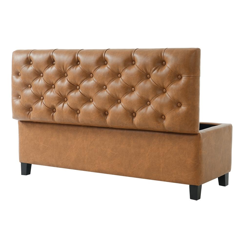 Ottoman Bench with Storage, White Boucle Surface, Rubber Wood Legs, 300 lbs Capacity