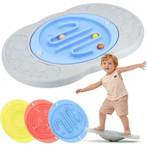 Balance Board Maze for Kids, Wobble Board with 3 Balls, 3 Replacement Labyrinth Boards, Indoor Active Play Toys for Sensory Training, Ages 3+, Max Load 140 Lbs