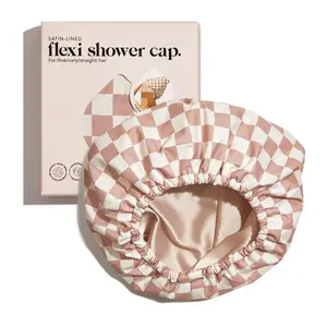 Luxury Shower Caps for Women Reusable Waterproof - Flexi Satin Lined, Quick-dry, Adjustable, Hair Cap for Long & Short Hair