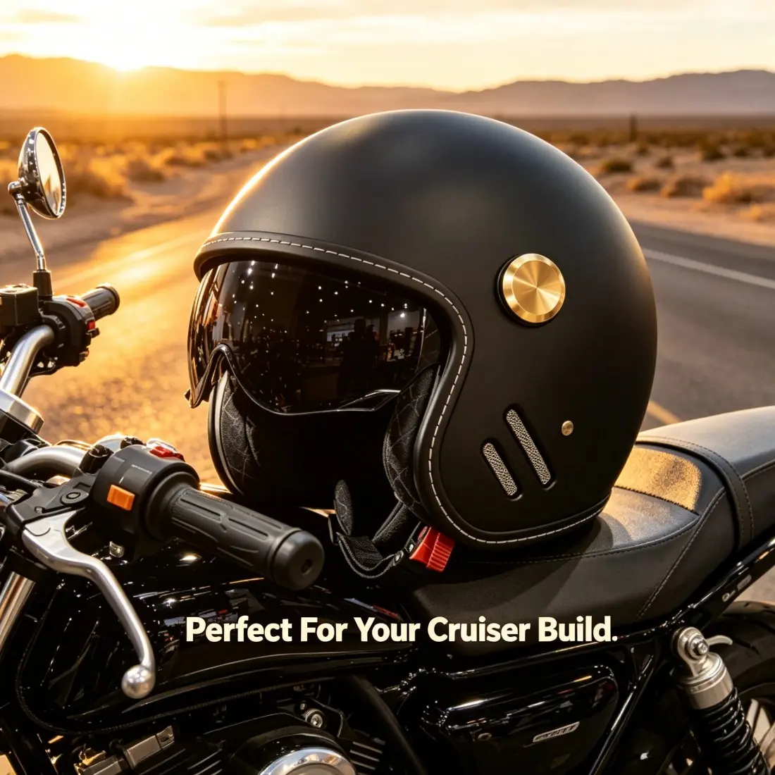 New Motorcycle Riding Helmet 3/4 Cruiser Dual Lens, Unisex All-Season Retro Safety Hat, Ideal for Men and Women, Perfect for Any Season