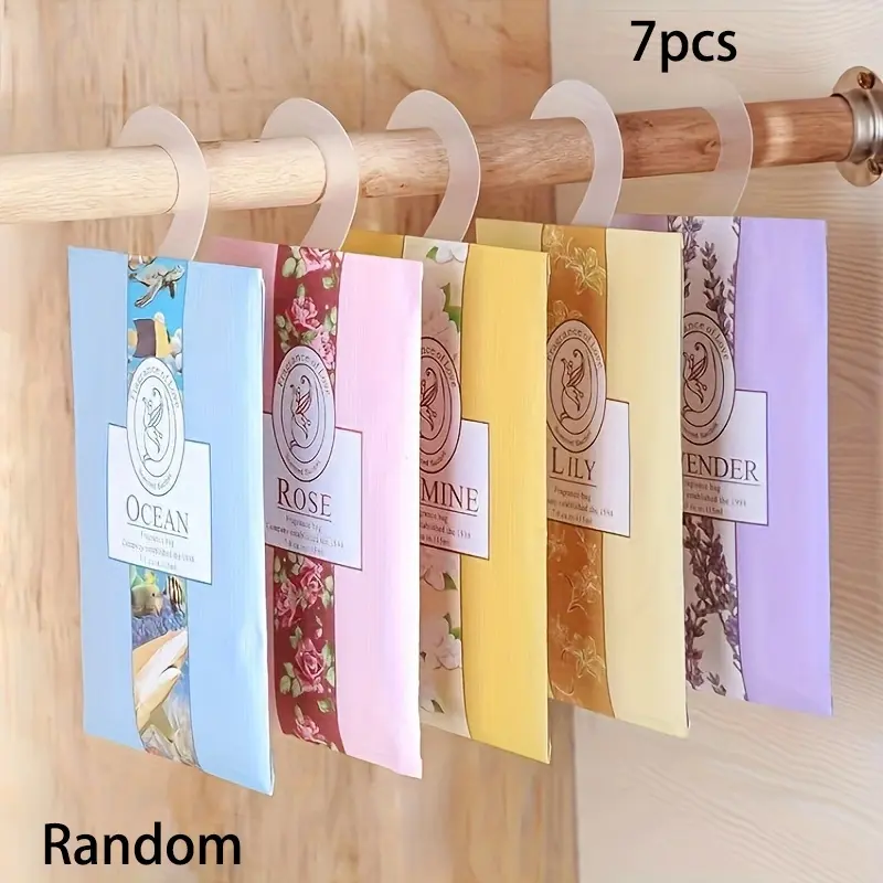 7 Pack Scented Sachet Bags, Hanging Closet Deodorizer for Wardrobe, Drawers, Luggage & Home Freshening