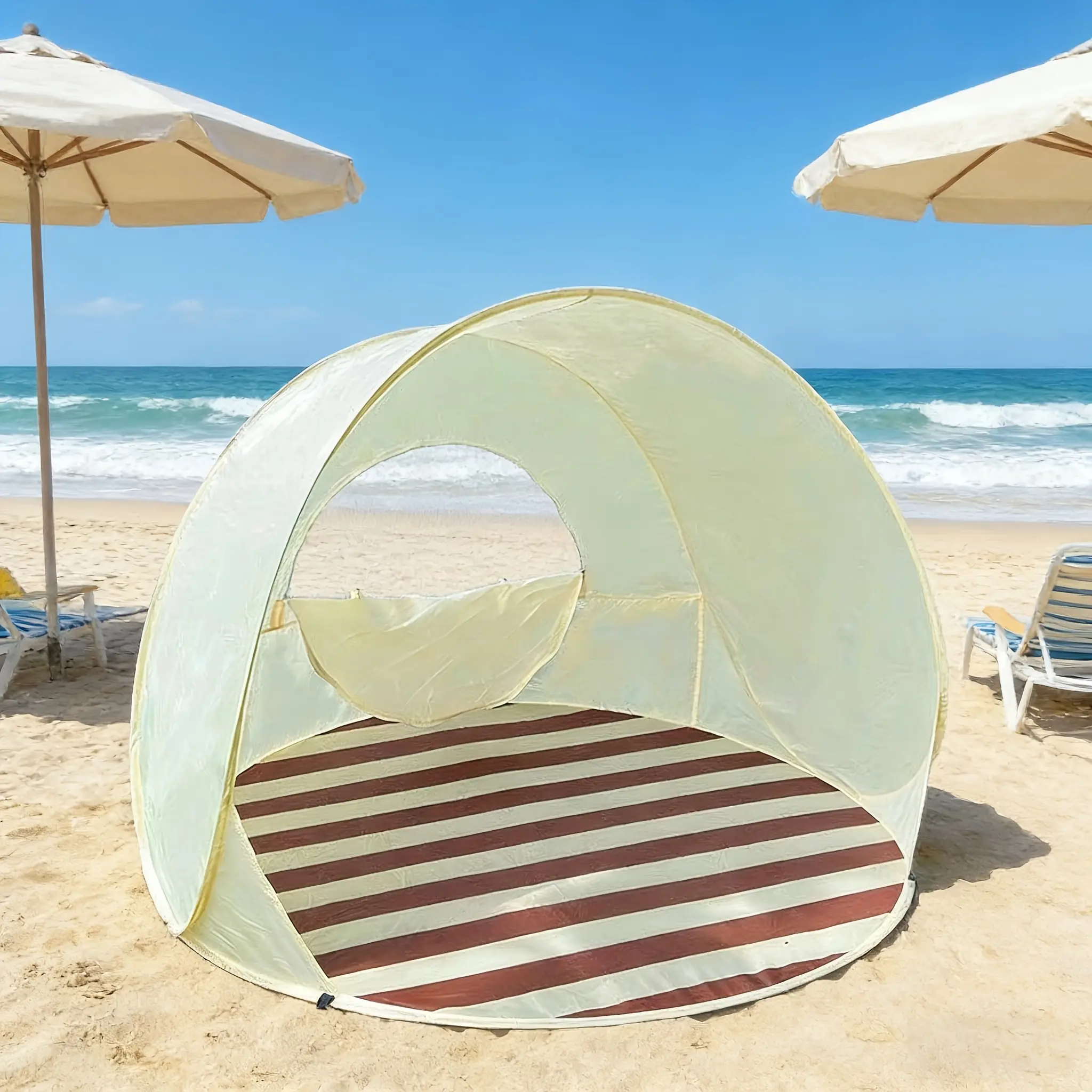 1pc Automatic Instant-Up Shelter |     Portable Beach Tent, Instantly Set Up a Beach Tent Two in Just 2 Seconds!- Easy Closing System, Includes Small Portable Bag |     Outdoor Use at Beach, Picnics, Parks, And Family Leisure