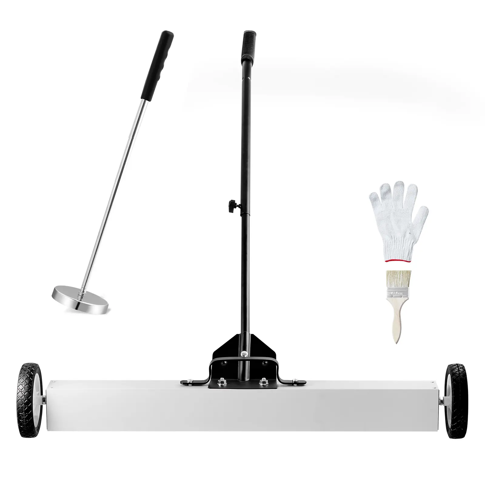 36-Inch Magnetic Sweeper with Wheels, 55 lbs Capacity, with Telescoping Magnetic Pickup Tool, Adjustable Handle, Magnetic Pickup Sweeper to Pick Up Nails and Screws, for Workshop, Garage, Yard