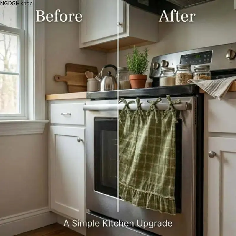 PVC Handmade Oven Cover Apron, 60x45cm Heat-Resistant, Farmhouse Style, Easy Install, Clutter-Hiding Cottage Kitchen Decor for Oven, Dishwasher, Washer, Synthetic, Tie Dye, Plain