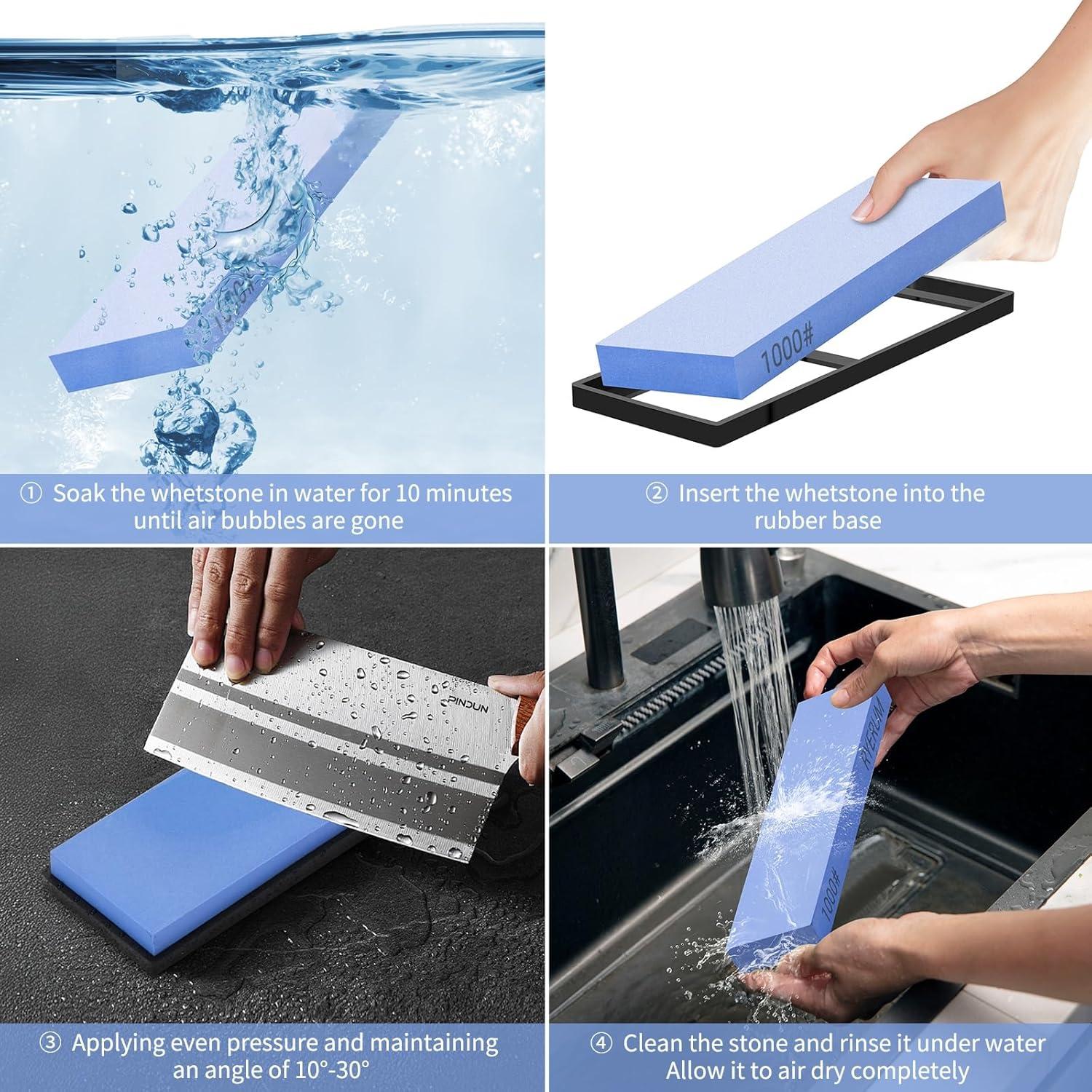 Sharpening Stone, Single sided whetstone,  sharpener stone with a precision of 1000 Professional wet stone, Sharpening stone with rubberized non-slip base, Easy to useQuesear