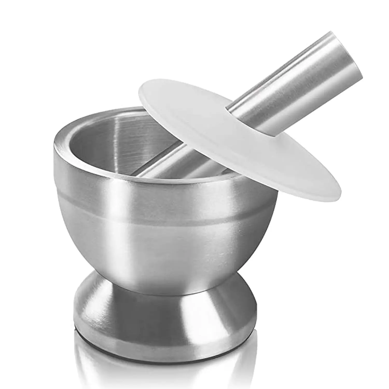 Small Stainless Steel Mortar and Pestle with Lid, Pill Crusher | Medicine Grinder, Capsule Crusher, Fine Powder, Easy Pour, No Residue, Quick Rinse, Compact Build