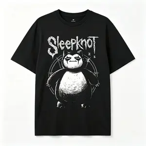 Pocket Monsters Anime Short-Sleeve Round Neck Casual Streetwear Top, Sweatshirt with Snorlax Sleepknot Graphic, Anime & Manga Gifts