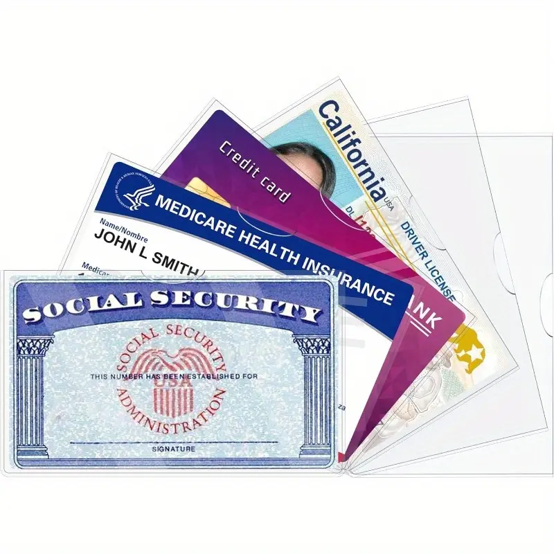 12-Pack 24mm Soft Transparent Waterproof PVC Card Sleeves, Easy Insert Design Office Desk Protector for SSN, Insurance Cards, Social Security Cards, Medicare Cards, ID Cards, Credit Cards, Bank Cards, Driver License and Wallet Cards