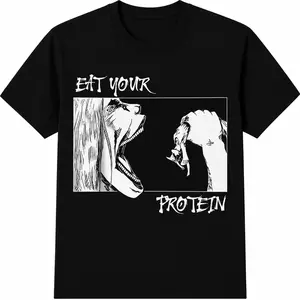 Eat Your Protein, Anime Gym, Pump,Bodybuilding, Fitness 100% Cotton T-Shirt Made In USA