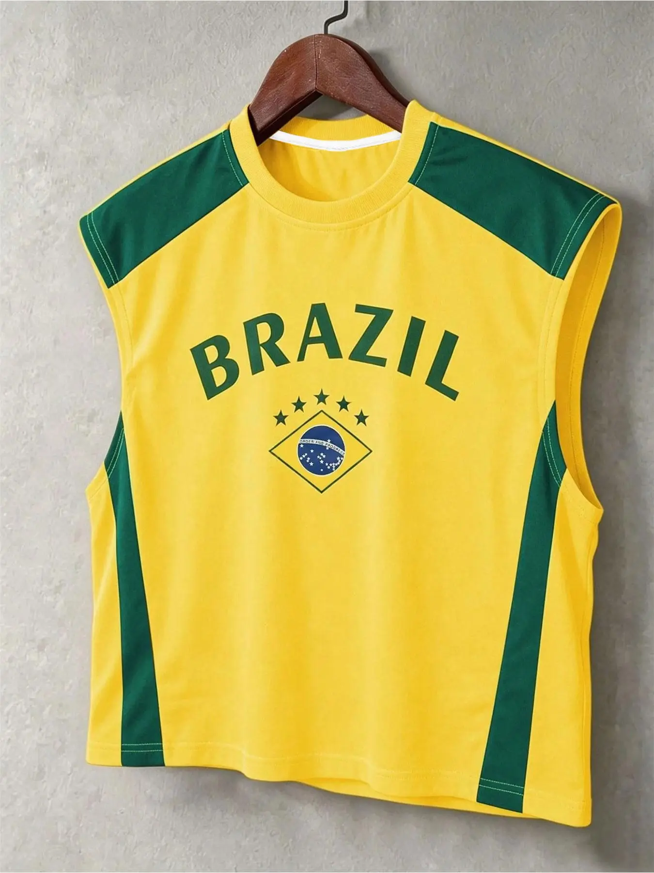 Summer Retro Brazilian Theme Sleeveless Top, Base Trim, Loose Fit Quick-Dry Basketball Fitness Vest, All Seasons Casual Wear