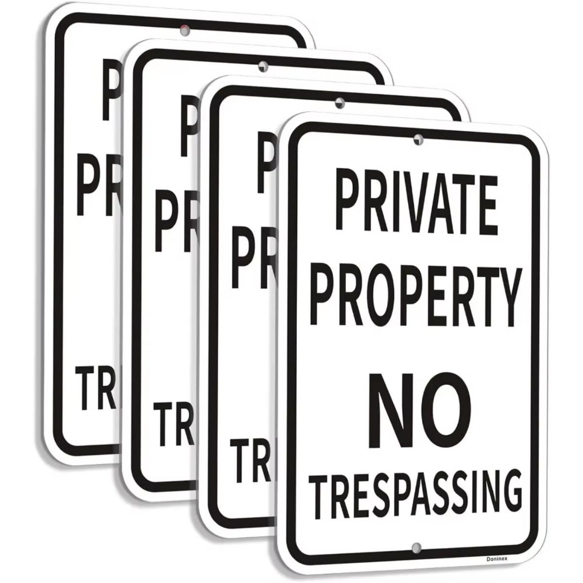 Private Property No Trespassing Sign, Rust-free Reflective Sign, Easy Outdoor Installation for Added Security Skateboard Wall Decor