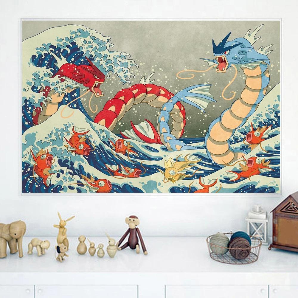 Cartoon Dragon Pattern Unframed Painting, 1 Count Colorful Vintage Wall Art Poster, Wall Decor for Home Living Room Bedroom Office, Home Decor 2025