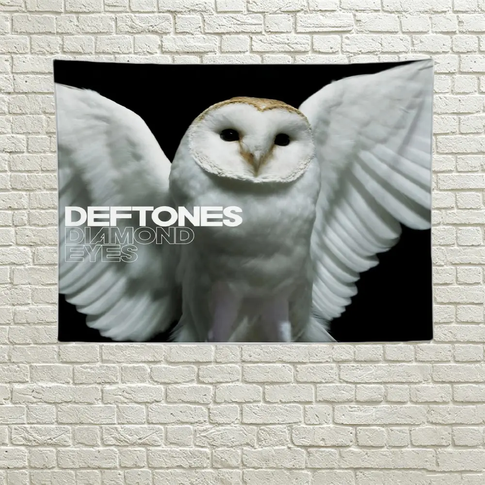 Deftones Diamond Eyes Owl Wall Flag, Wall Hanging Tapestry, Wall Tapestries, Decorative Tapestry, Rock Album Art Print, Mid-century Modern Black Flash Manga Style, Y2K 2000s Aesthetic, For Adult Fans, Music Fan Decor, Living Room Bedroom Tapestry