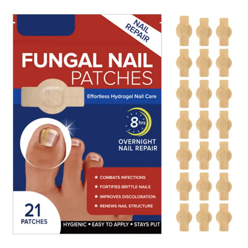 21 PCS Natural Plant Extracts Intensive Nail Repair Patches - Hydrogel Night Wear Manicure Stickers for Hands Feet, Unisex Beauty Nail Care Accessories