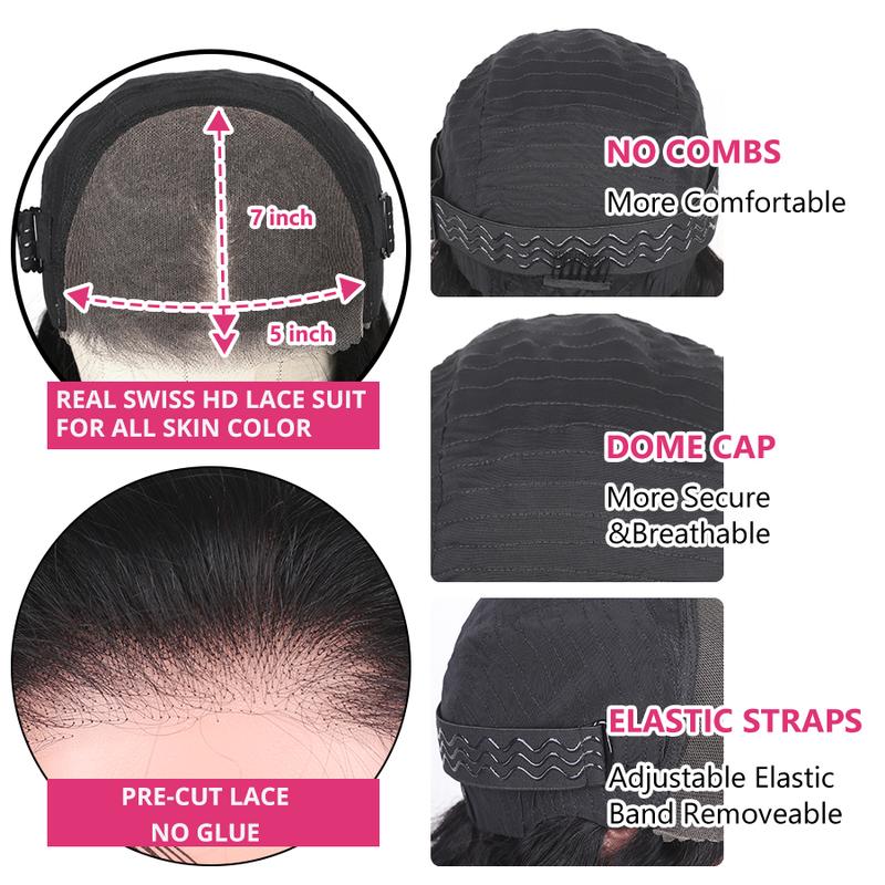 Bling Hair Ready To Wear 9x6 7x5 Lace Closure Wig Body Wave Glueless Wig Human Hair 6x4 5x5 Pre Cut Lace Closure Wigs For Women 180 Density Brazilian Real Human Hair 13x4 13x6 Drawstring Glueless Lace Front Wig