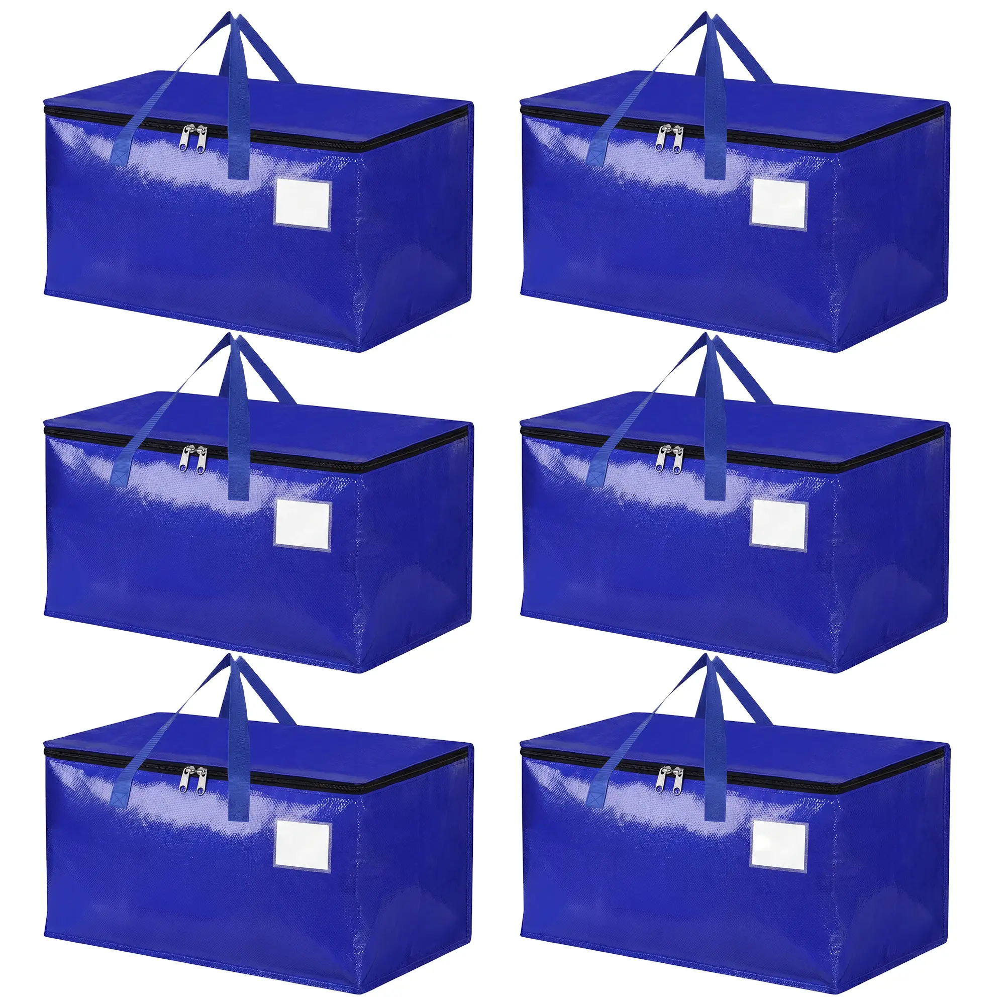 6-Pack Extra Large Clear Moving Bags, 27 x 15 x 14 in Heavy-Duty Storage Totes - Reinforced Handles - Zipper Closure - Collapsible Reusable Closet Organizer for Clothes, Bedding & Blankets - Transparent 69x35x38cm