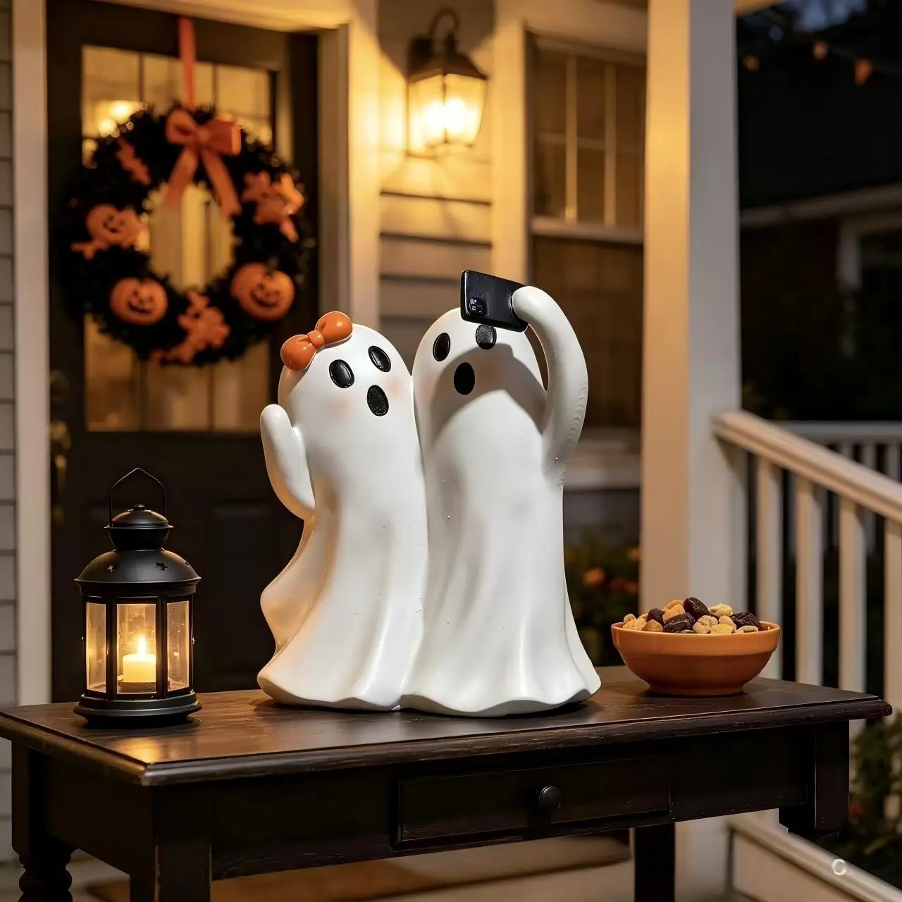 Creative Ghost Ornament Halloween Scene Party Decoration, Resin Craft Home Desktop Decor, Unique DIY Ornaments for Festive Atmosphere