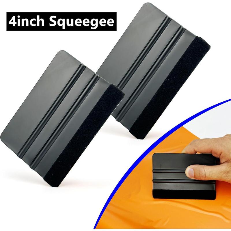 Automotive Vinyl Wraps Tools Tint Film Kit with 2 Pairs Vinyl Wrap Gloves, 4inch Felt , Scraper, Edge Trimmer, Utility Film , Black