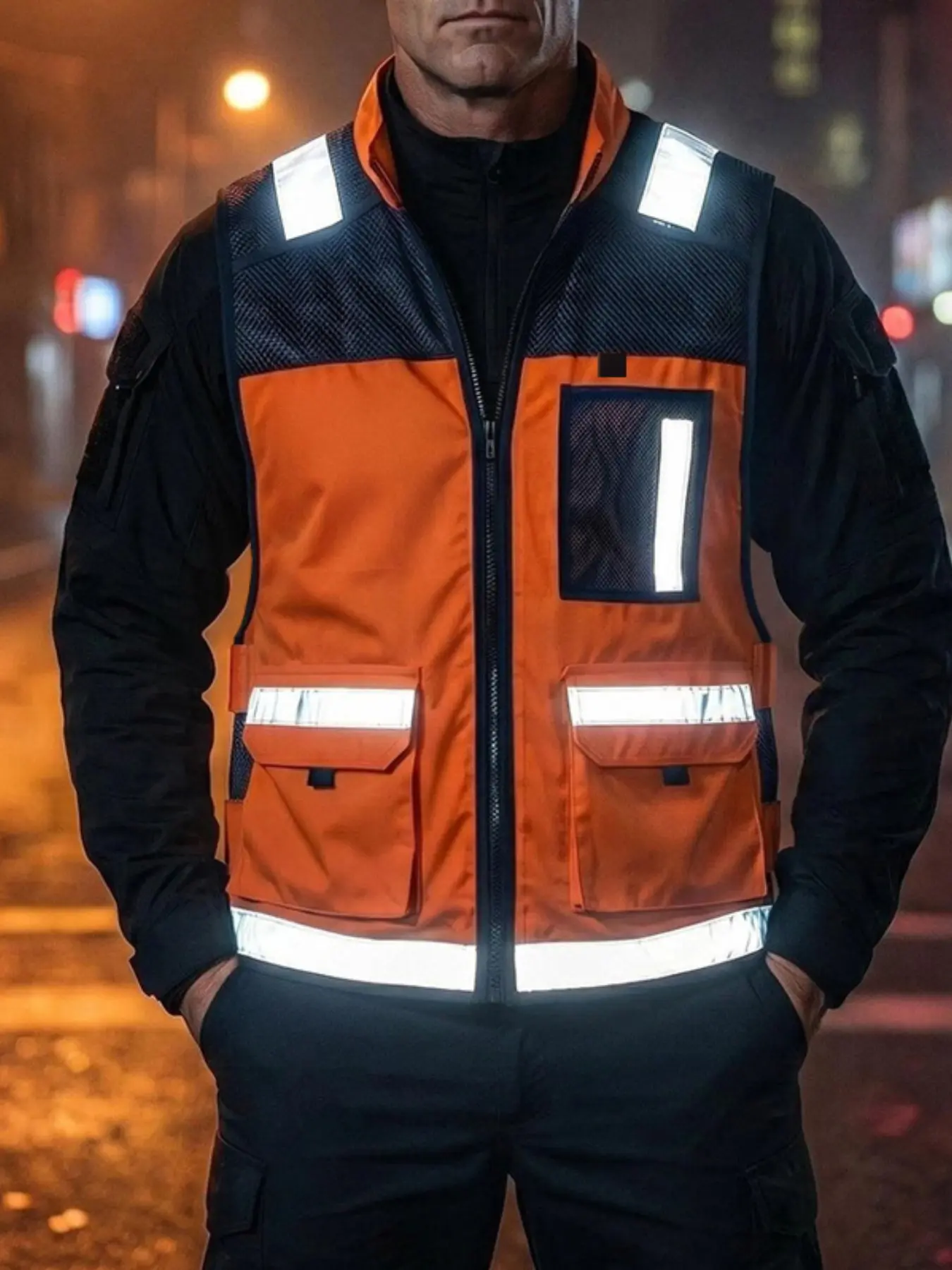 American Summer Commuter Tactical Outdoor Men's Workwear, Reflective Emergency Vest, Patrol Jacket, Functional Street Cleaning Uniform