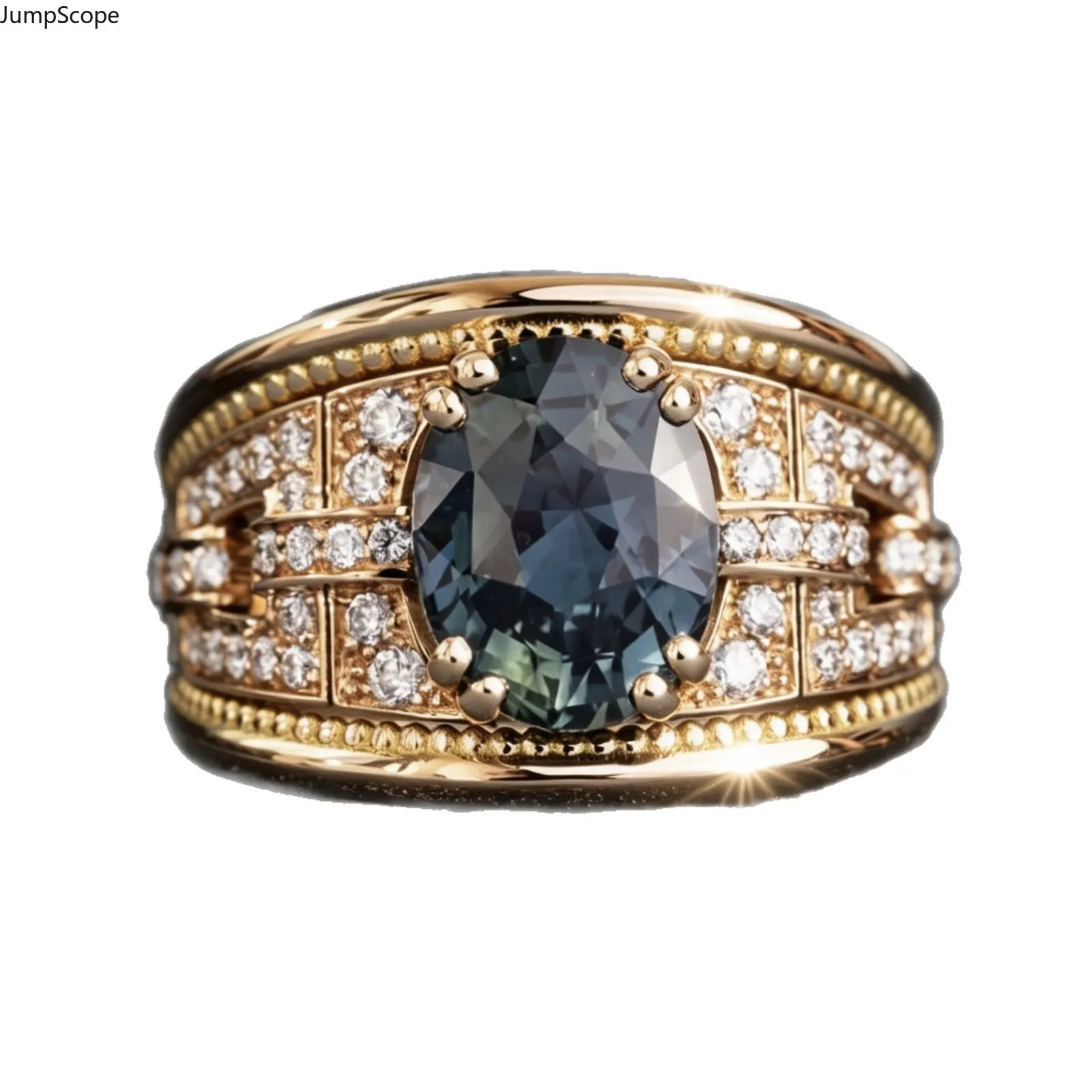 Vintage Medieval Hollow Grid Wide Statement Ring with Luxury Blue Gem & MDF-Steel Build, Ideal for Banquets & Sentimental Gifts for Her (Fits Retro Outfits)