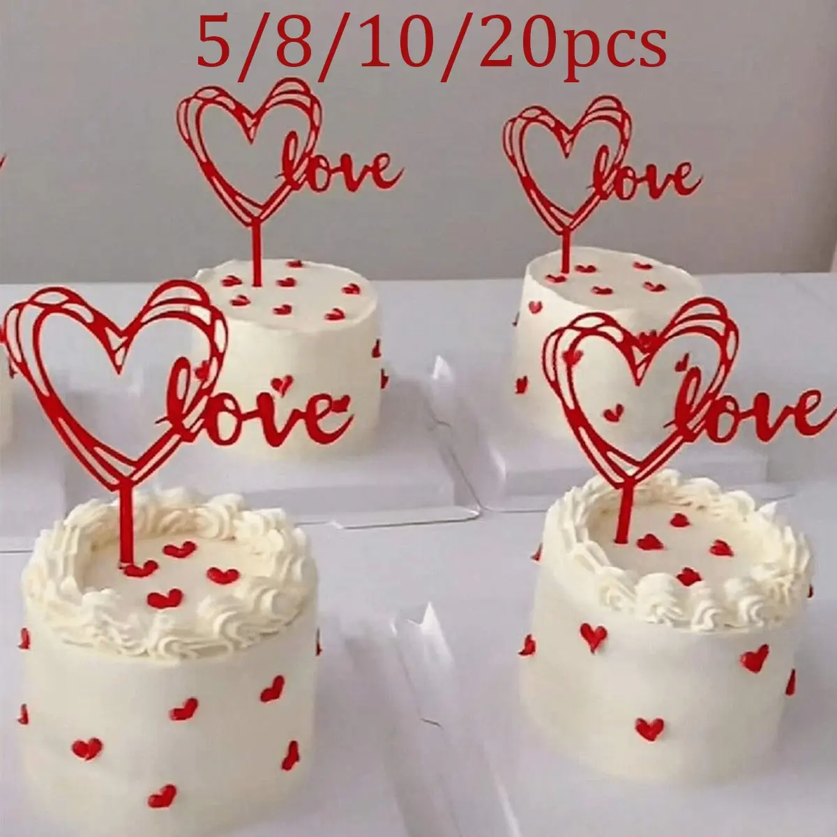 Heart Cake Decorations, Acrylic Cake Picks, Valentine's Day Cupcake Decor, Birthday Wedding Cake Decor, Party Gifts