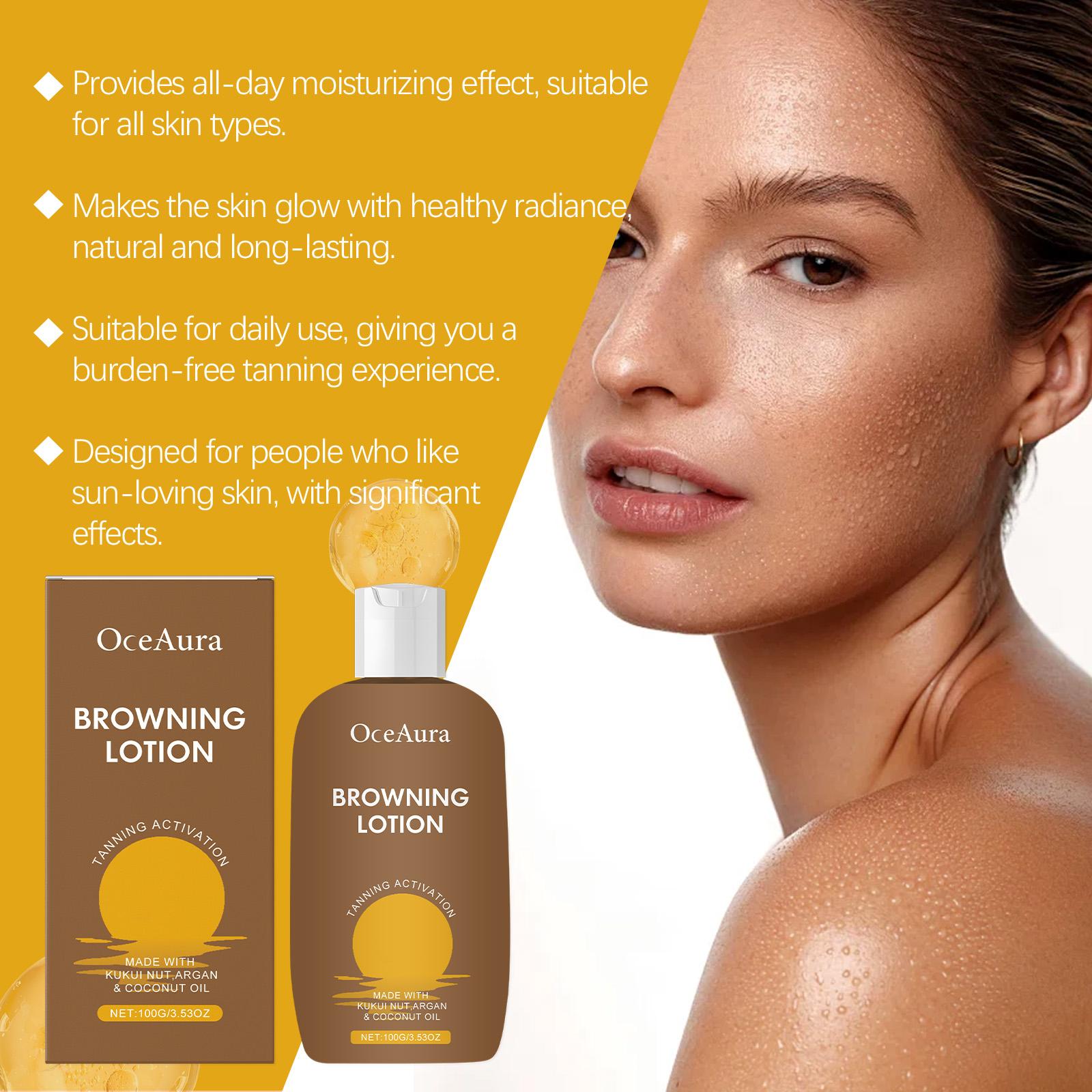 OCEAURA Browning Lotion with Coffee Seed Oil & Argan Oil, Tanning Body Lotion with UV Protection, Non-Greasy Fast Absorbing, Deep Nourish Coconut Kaju Oil for All Skin Hydrating Intensive Gel tan shower sunscreen spray bronzing agent