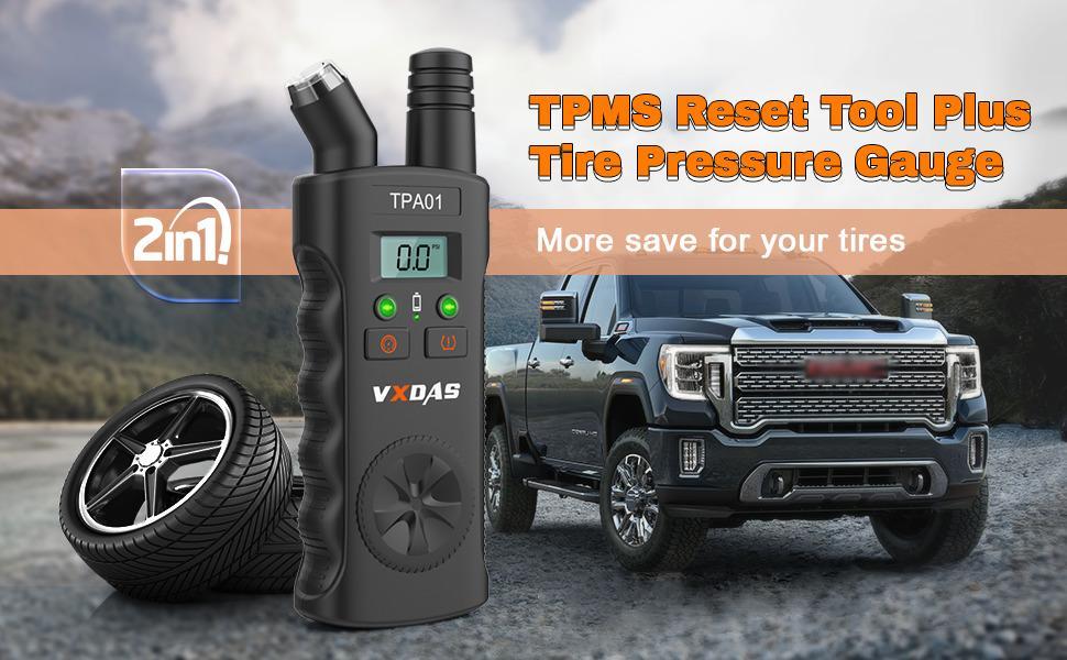 [Only for GM]VXDAS TPA01 2-in-1 TPMS Relearn Tool & Digital Tire Pressure Gauge |150 PSI Reset Tool for GM Chevy Buick GMC Cadillac Opel | Tire Sensor Activation & Pressure Monitor