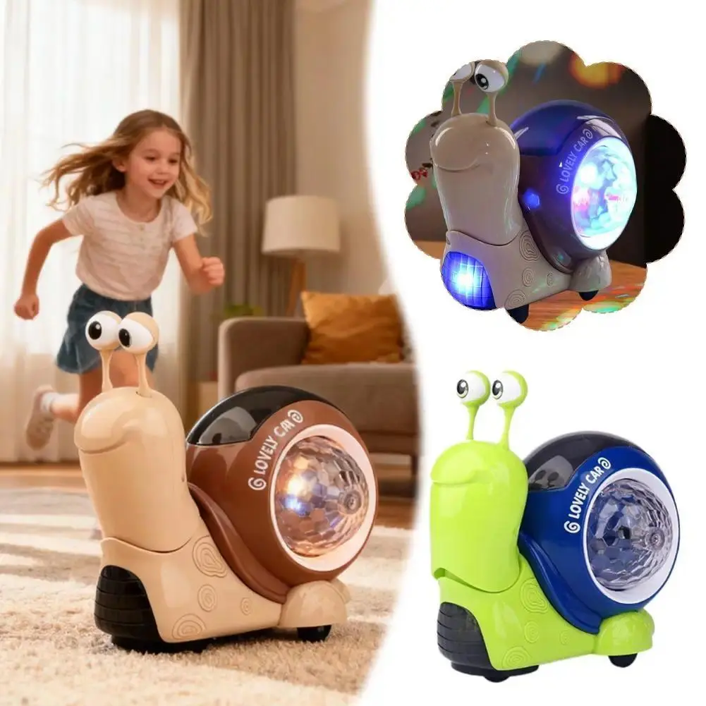 Creative Electric Puzzle Early Education Toy Snail Children's Toy Car Swinging & Nodding Light Music Universal Wheel Toy Car