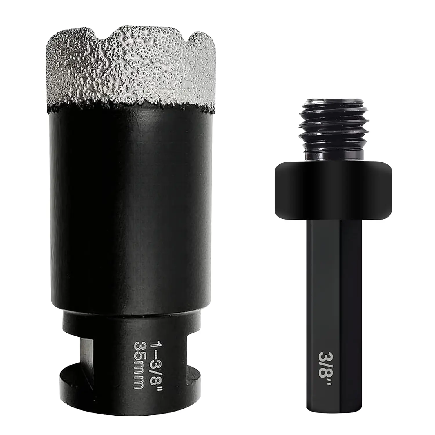 Dry Diamond Core Drill Bits 1-3/8 Inch (35mm) Tile Hole Saws for Porcelain Ceramic Tile Marble Brick Hole Saw with 5/8-11 Thread Plus 3/8 Inch Hex Shank Adapter