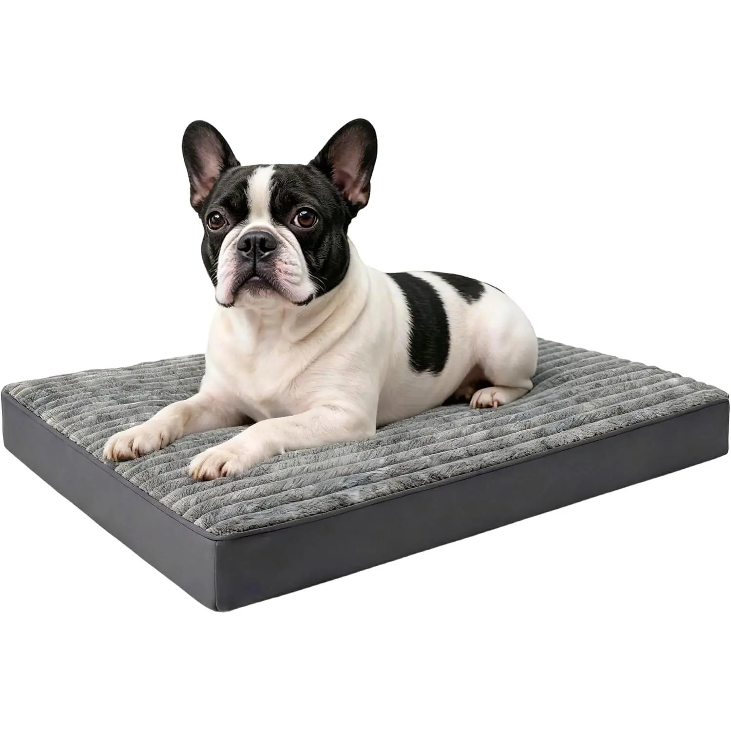 Small  Bed Sized Dogs,  Flannel  Bed with Removable Washable Cover,  Indestructible Puppy   Bed with Anti-Slip Bottom, Egg Crate Memory  Pad, 23.0"x17.0"x3.0", Grey