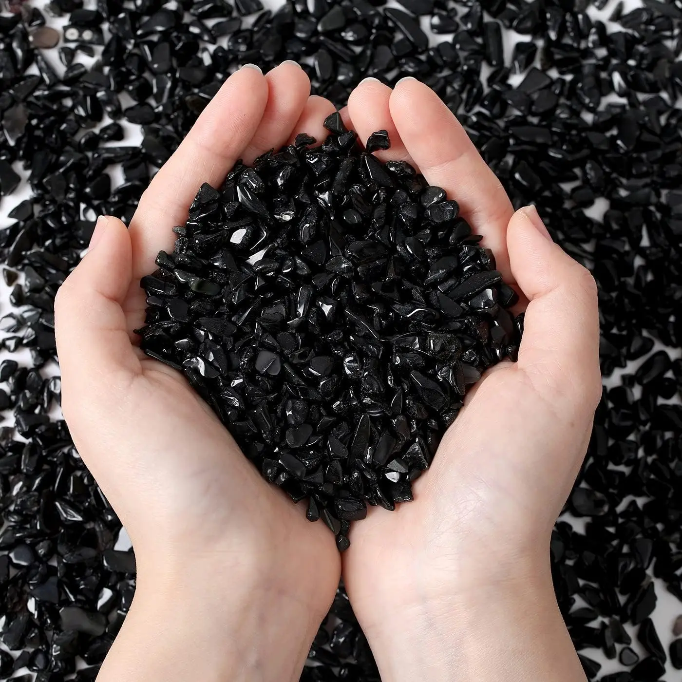 Black Obsidian  Quartz Rocks Chips Vase Filler Rocks for Succulent  Small Fish  Aquarium Gravel Decorative  Stones(200 gram)